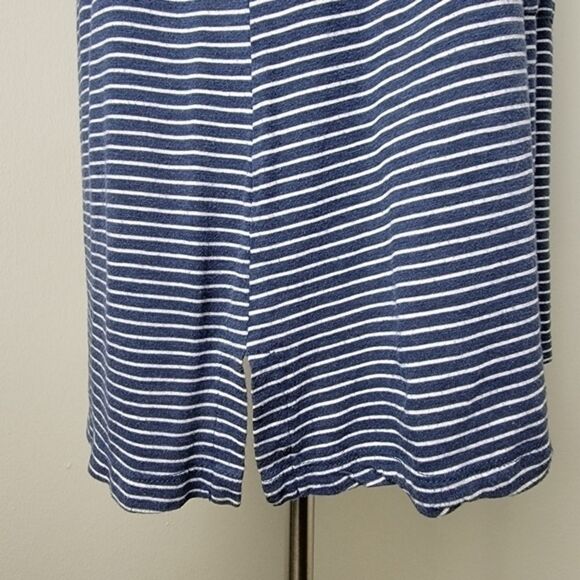 Allen Allen USA Navy Blue & White Striped Sleeveless Hooded Summer Dress Medium - Picture 8 of 9